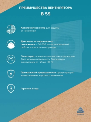Вентилятор накладной B D125 сетка AURAMAX