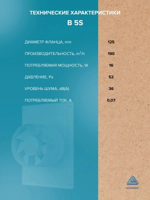 Вентилятор накладной B D125 сетка AURAMAX