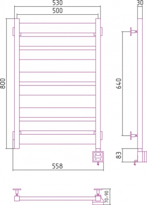 Полотенцесушитель электрический Сунержа Центурион 800x500